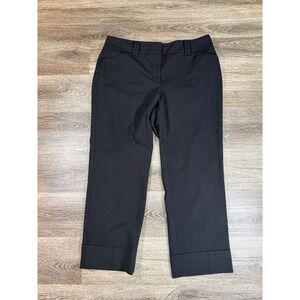 Ann Taylor Signature Dress Pants Women's 8  Black Cuffed Crop Trousers Stretch